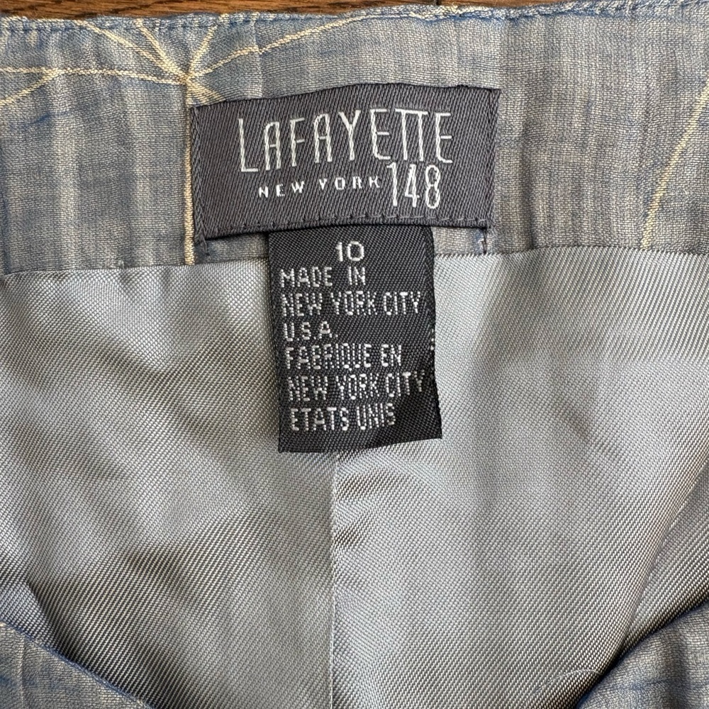 Lafayette 148 New York Linen Blend Gray Sleeveless V-Notch Shell Top Size 10 - Picture 3 of 6